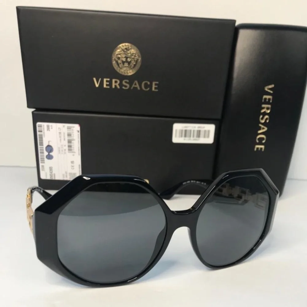 New Authentic Versace VE 4395 Plastic Womens Square Sunglasses Black 59mm Adult